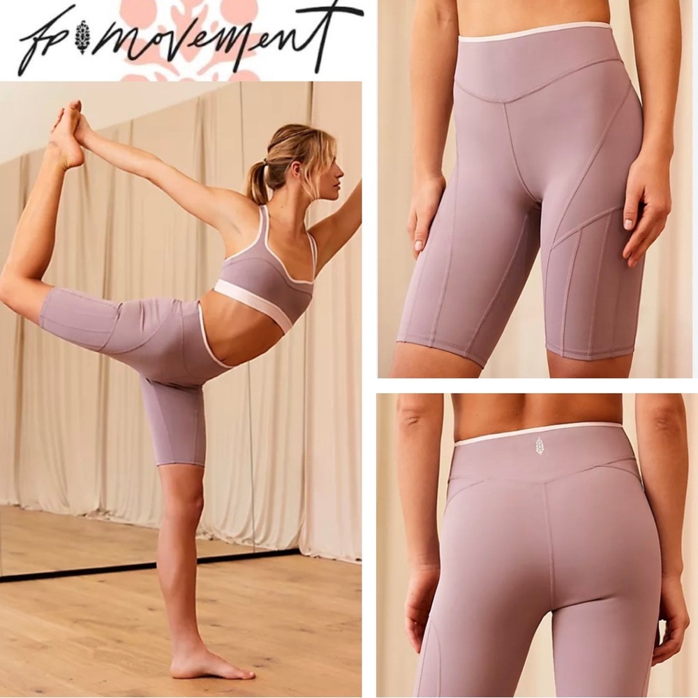 Free People FP Movement Step Up Bike Shorts Size M High Rise Sugar Plum